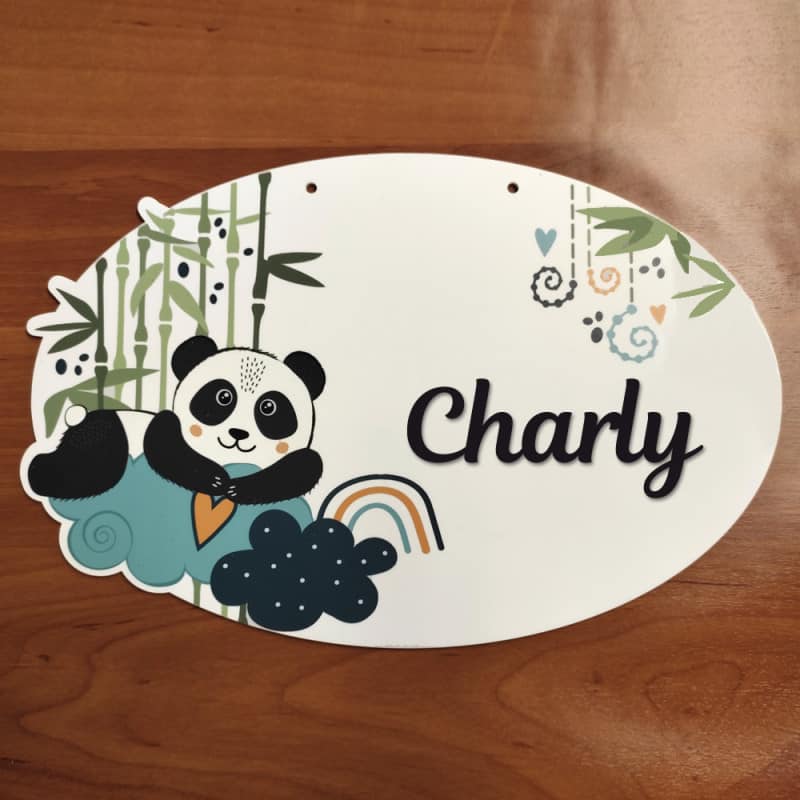 Plaque De Porte Panda Plexi Pancarte Personnalisable Chambre Enfant Panda