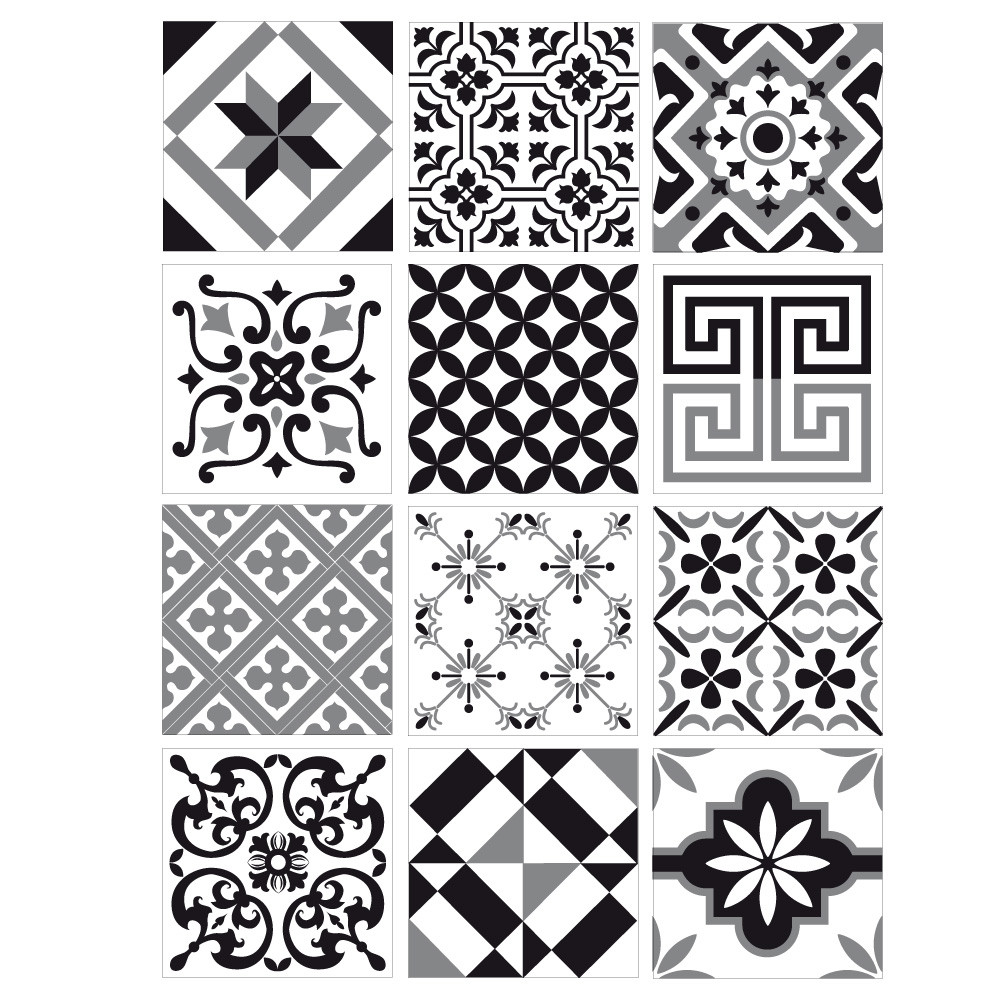 Stickers carreaux noir et blanc cube - Stickers Carrelage