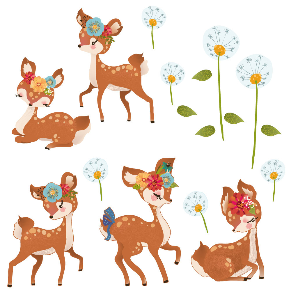 Sticker mural, Glace, Fleurs, Animaux