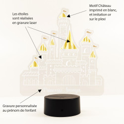 veilleuse led château de princesse personnalisable avec prénom