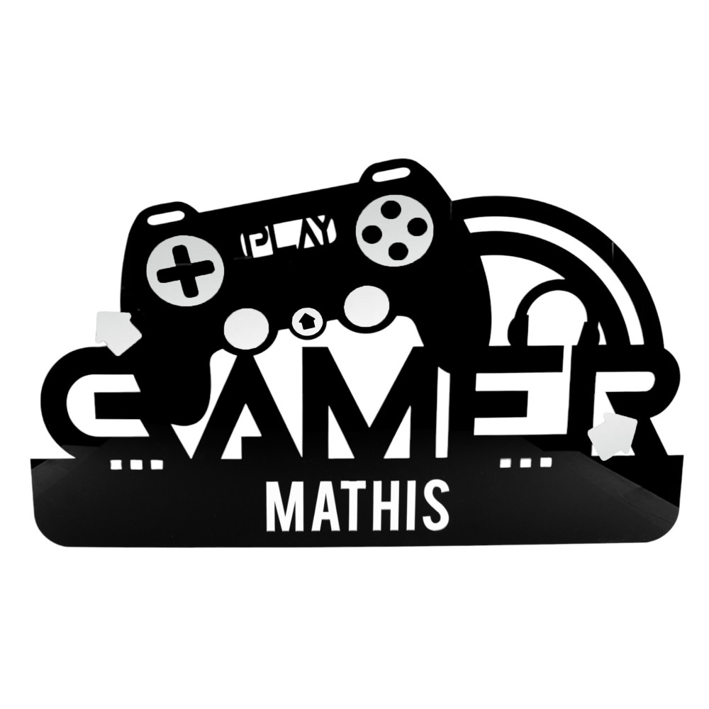 Tête de lit gamer personnalisable plexi noir et argent