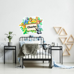 Mise en ambiance tête de lit personnalisée jungle enfant