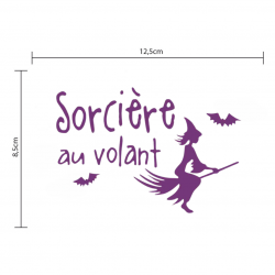 Autocollant sorcière à bord violet