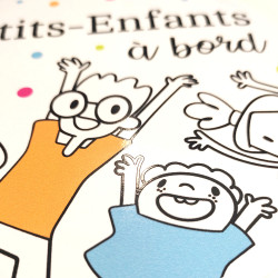 sticker petits-enfants joyeux à bord aspect brillant