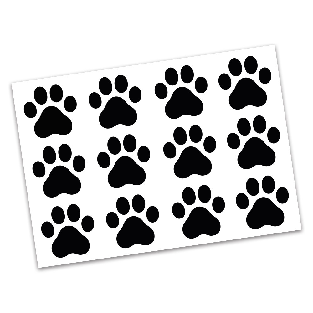 Lot de 12 pattes de chat autocollantes noir