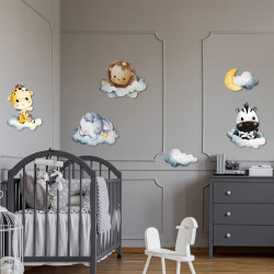 décor mural enfantin animaux en PVC pour chambre bébé