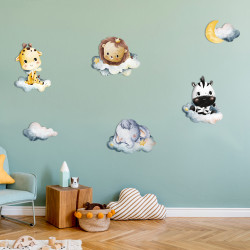 décor mural enfantin animaux en PVC pour chambre garçon