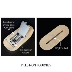 Socle en bois pour lampe veilleuse led sans fil