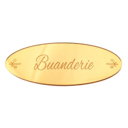 plaque buanderie en miroir or