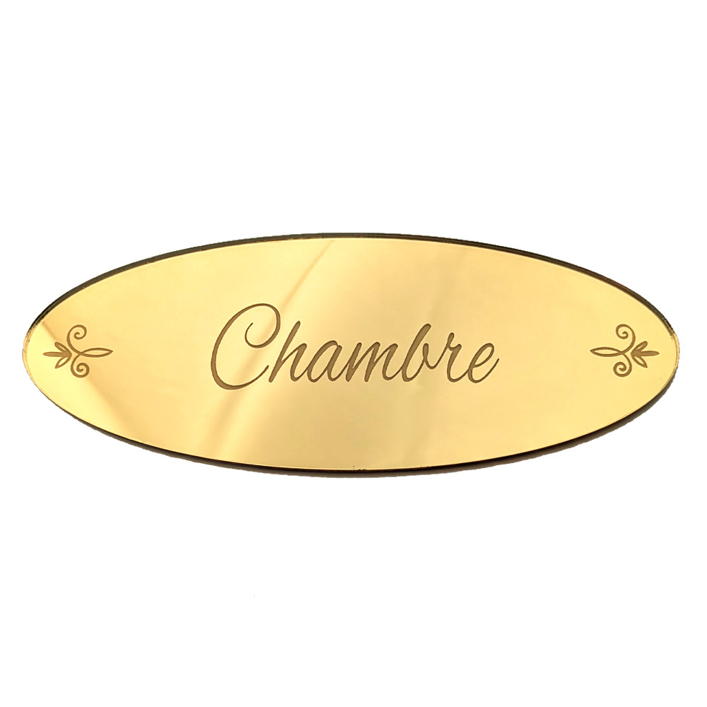 plaque chambre en miroir or