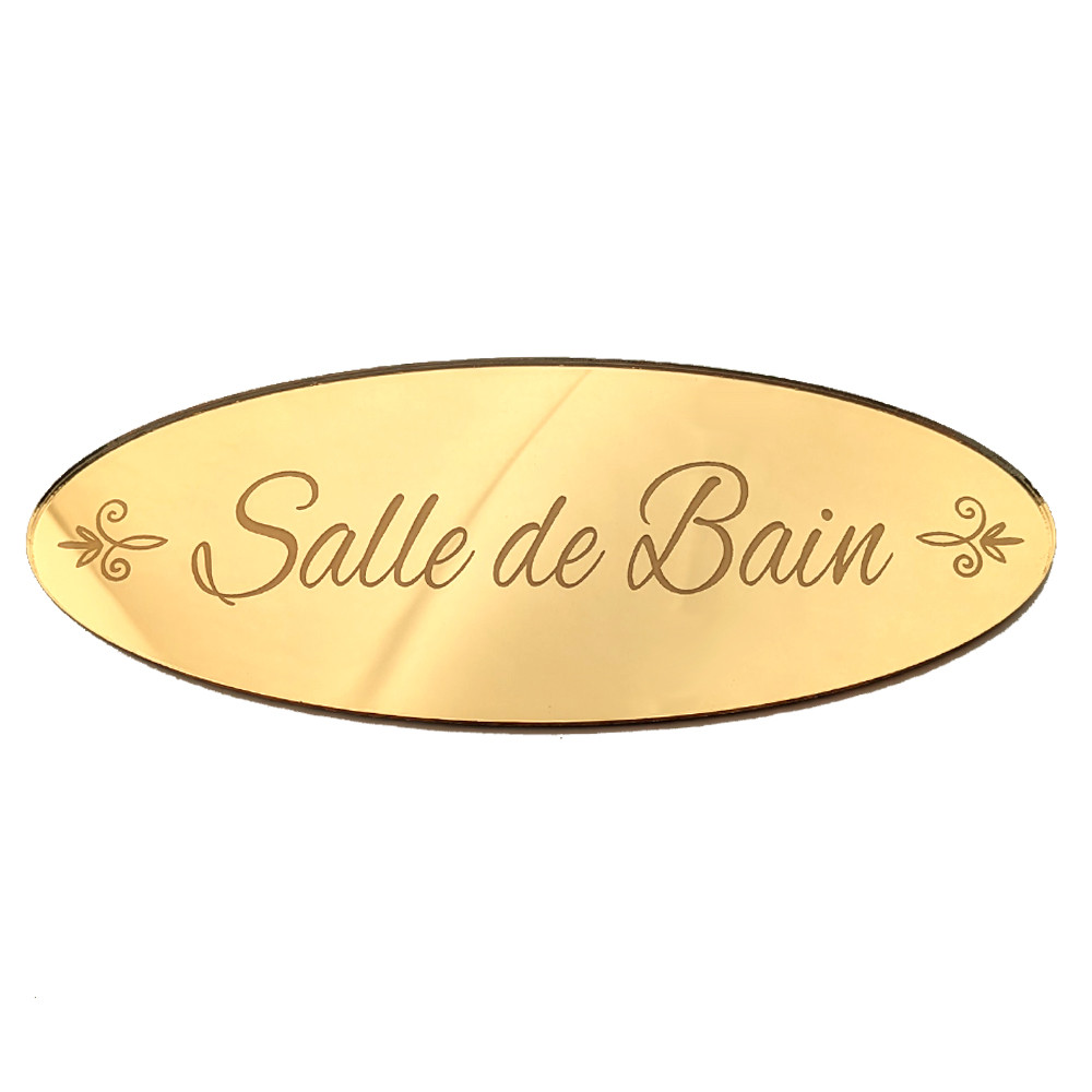 plaque salle de bain en miroir or