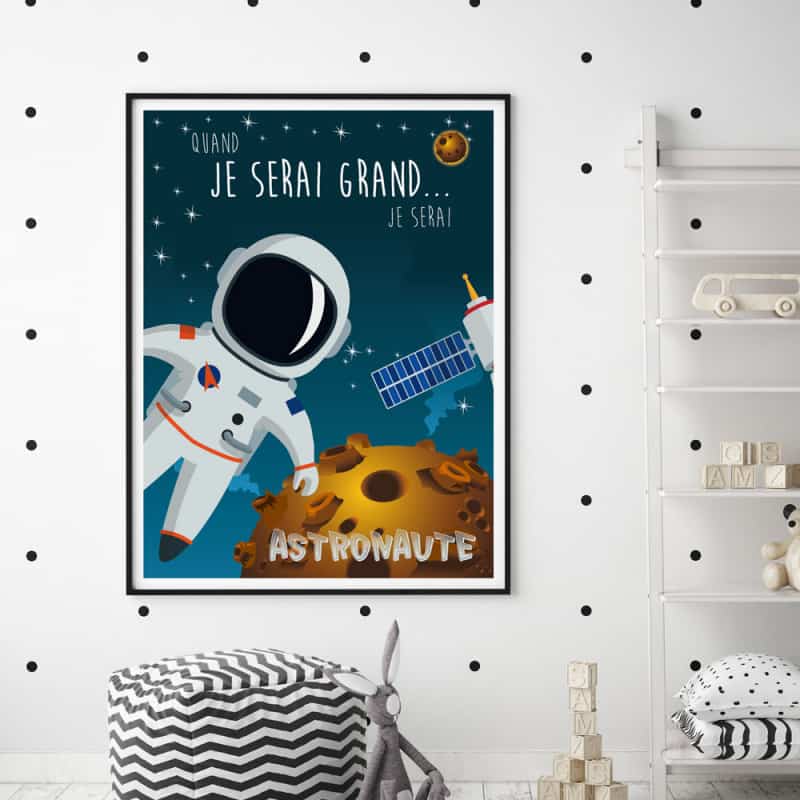 Poster Astronaute. Décoration Chambre Enfant. Thème Espace.