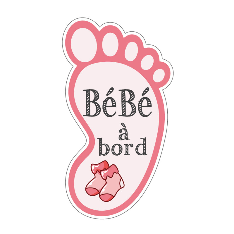 Sticker Bebe A Bord Petit Pied Fille J0126